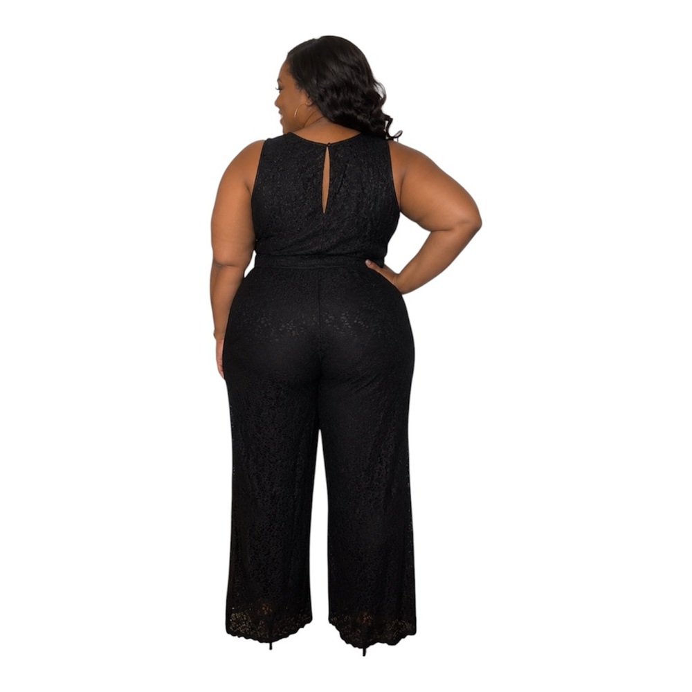 Torrid NWOT Black Lace Wide-Leg Surplice Jumpsuit - Picture 2 of 4